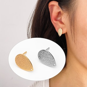 10 st. guld-/silverfärgade droppformade örhängen 14 x 9 mm, 18K guld-/rodiumpläterad mässing, geometriska skivor till örhängen (#GB-486)