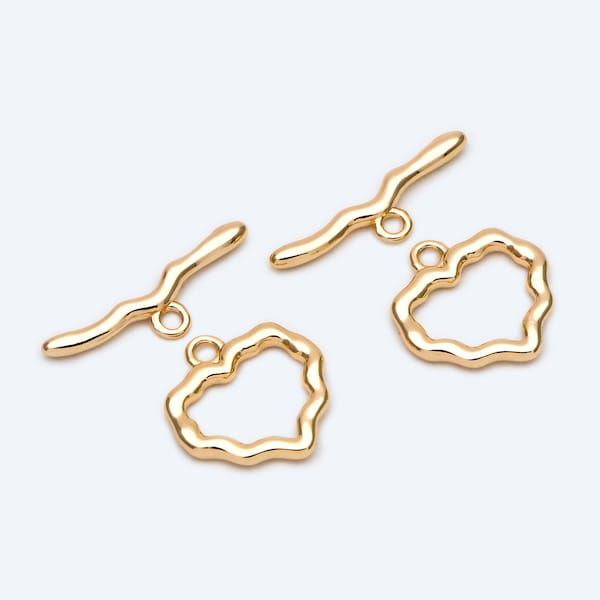 10pcs Gold Heart Toggle Clasp, Jewelry Clasp, 18K Gold plated Close Clasp (GB-2364)