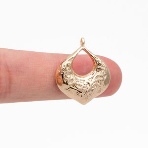 10pcs Gold Embossed Teardrop Charms, 18K Gold plated Brass, Dainty Earring Pendants (GB-4364)
