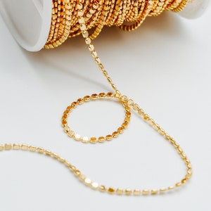 Gold plated Brass Beaded Chains 2mm, Craft Jewelry Chain (#LK-198)/ 1 Meter=3.3 ft