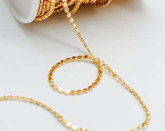 Gold plated Brass Beaded Chains 2mm, Craft Jewelry Chain (#LK-198)/ 1 Meter=3.3 ft