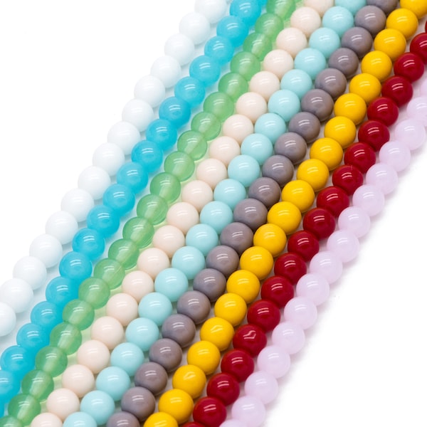 65pcs Smooth Round Glass beads 6mm, Full strand (GM-043)