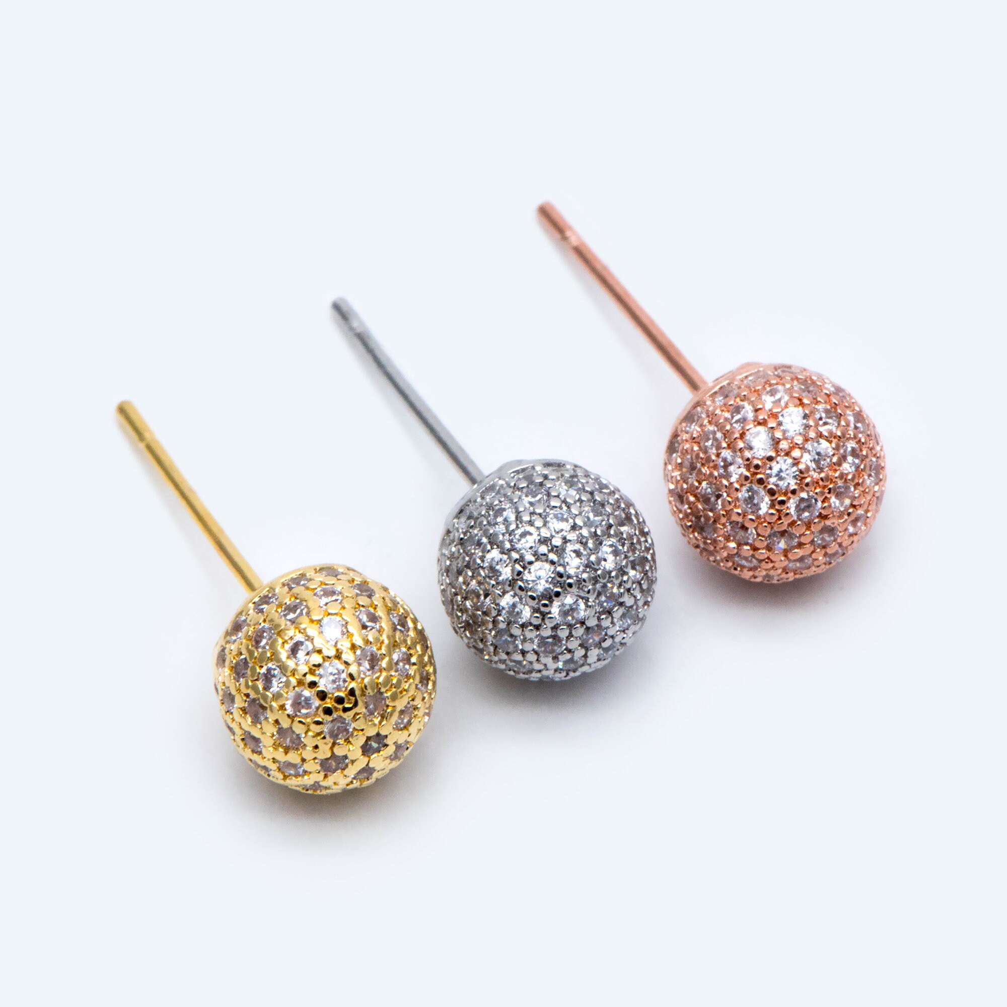 Orecchini Oro 9kt A Mezza Sfera (Sfera Piatta) - Scegli Diametro 3-8 Mm E Chiusura A Pressione O A Vite - Anallergici Con Astuccio