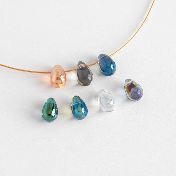 Glass Teardrop beads 9x6mm, Tear Drop Crystal Pear Beads,  (GM-032)/ 50 beads