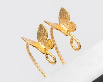 10pcs Gold plated Brass butterfly Ear Hooks, Simple Earwires Earring Components (GB-1202)