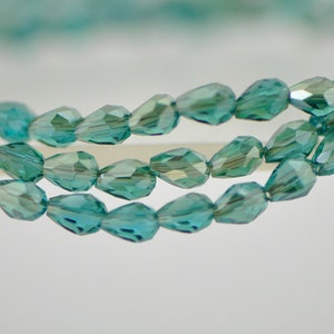 Teardrop Crystal Glass Faceted Beads 3x5mm Aqua Champagne -SS03-07 /95pcs