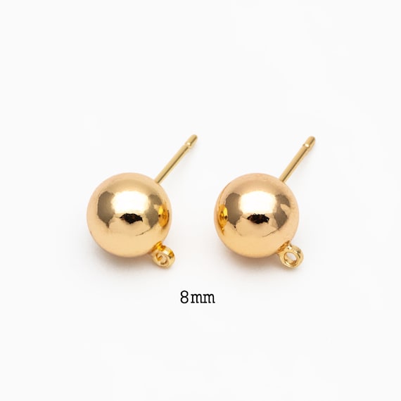 BENECREAT 20Pcs 18K Gold Plated Stud Earrings - 10mm Open Circle Posts With Plastic Backs, Minimalist Jewelry Making Supplies