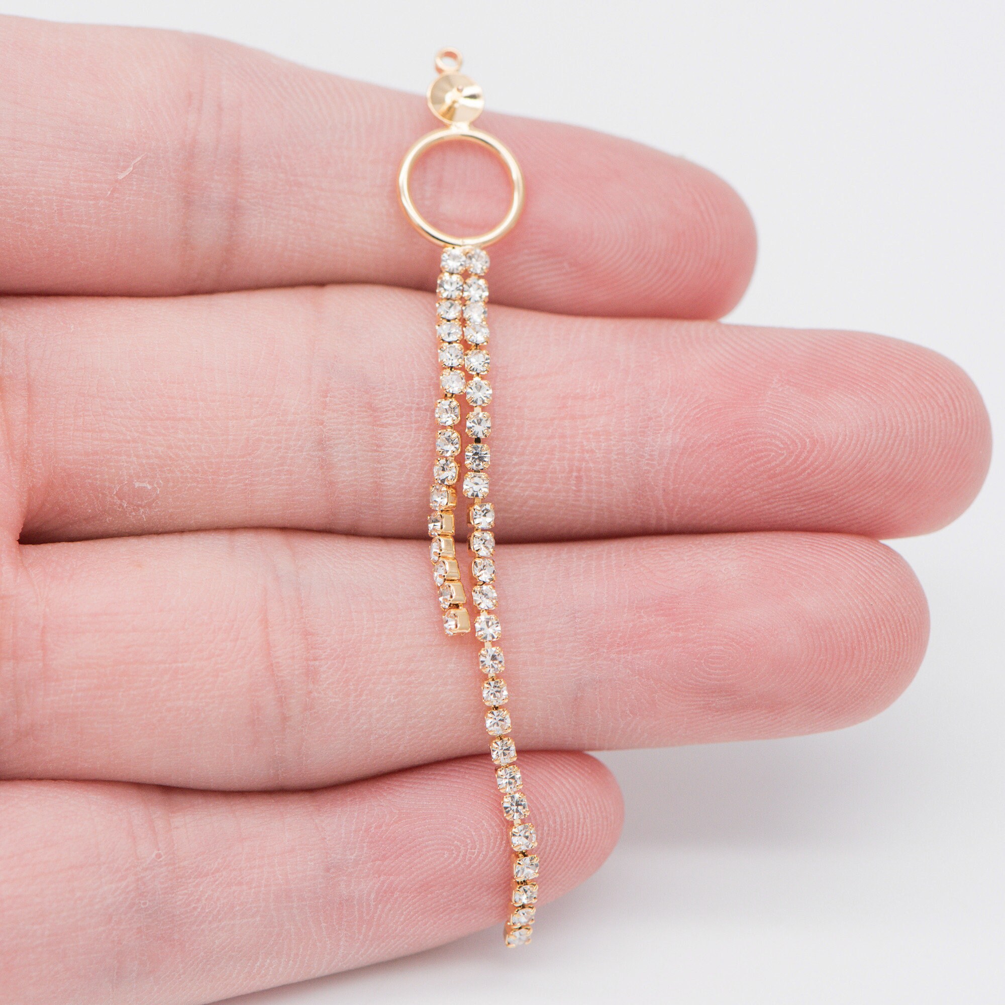 10pcs Gold Chain Tassel Charms 65mm CZ Rhinestone Chain Etsy