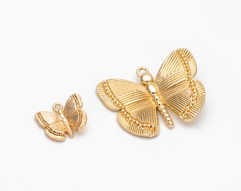 10pcs Gold Butterfly Charm Pendants, Jewelry Findings, Wholesale Supplies  (GB-3561)