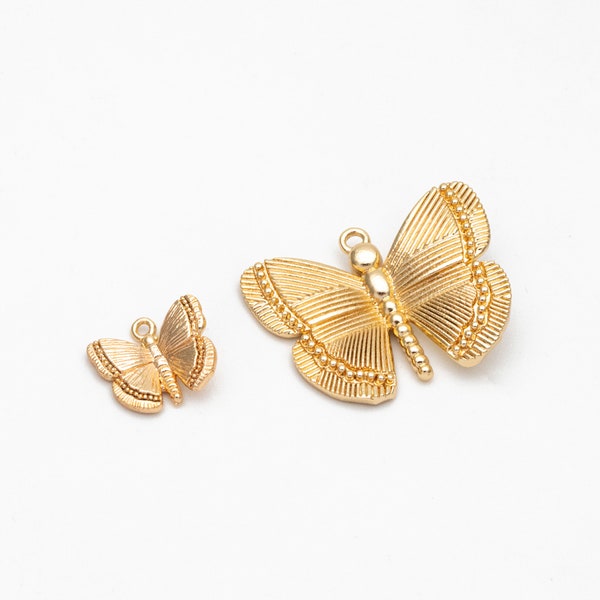 10 pendentifs breloques papillon en or, accessoires de bijouterie, fournitures en gros (GB-3561)