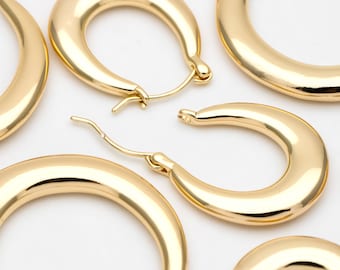 4pcs Minimalist Huggie Earrings, Oval Hoop Earrings, Horse shoe Earrings, Gold Teardrop Earrings (GB-3308)