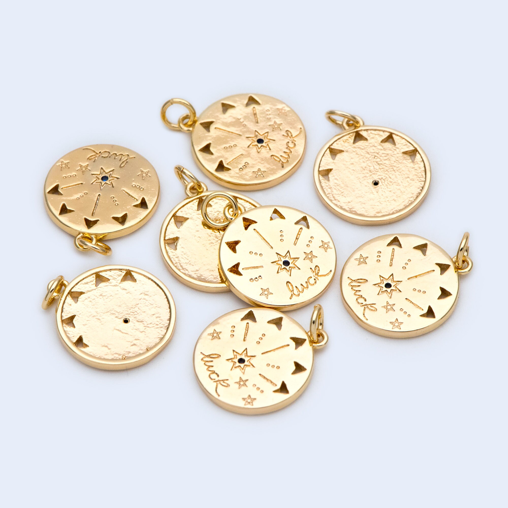 10pcs Gold Talisman Charm 16mm lucky charm Lucky Medallion Etsy