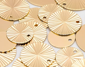 10pcs Gold/ Silver Round Disc Charms 12/ 15/ 20mm, 18K Gold/ Rhodium plated Brass Disk Pendants (GB-3274)