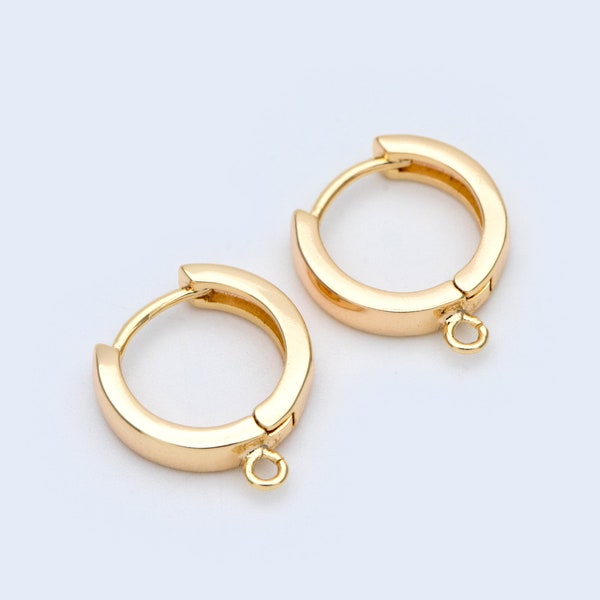 10pcs Round Hoop Earrings 12/ 14 /16mm, Gold/ Silver/ Rose Gold, Huggie Earring Findings, Leverback Earwire Hooks Wholesale (GB-989)