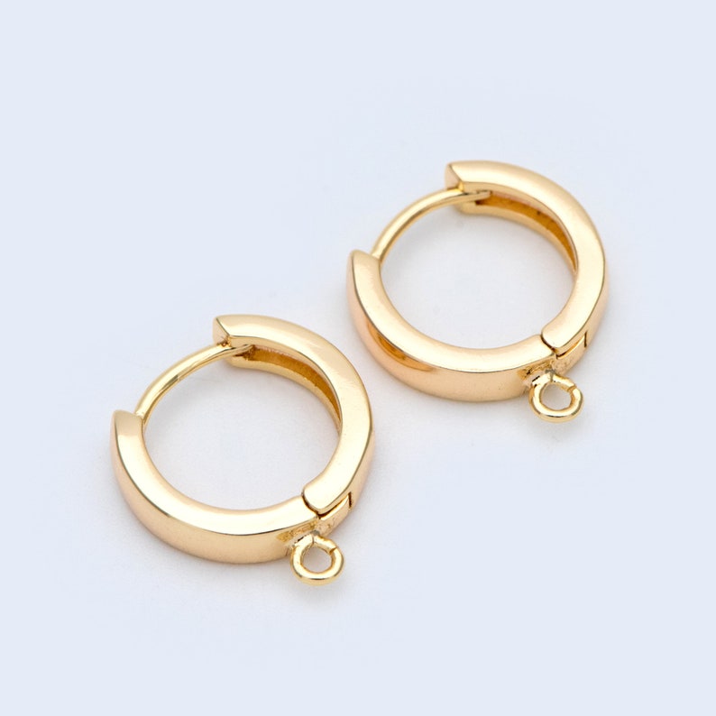 10pcs Round Hoop Earrings 12/ 14 /16mm, Gold/ Silver/ Rose Gold, Huggie Earring Findings, Leverback Earwire Hooks Wholesale GB-989 image 1
