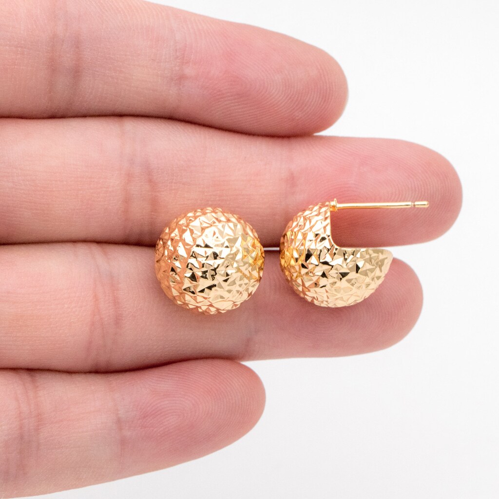 Orecchini A Perno A Sfera Con Nodo Ritorto In Ottone Placcato Oro 18k - 9mm - Eleganti E Minimal