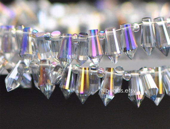 20pcs Jewellery Making Glass Beads Top-drilled Teardrop 6x11mm Various Colours