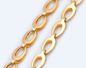 Gold plated Brass Specialty Chains, Link Size 4x8mm, Bulk Chain Wholesale (#LK-232-1)/ 1 Meter=3.3 ft