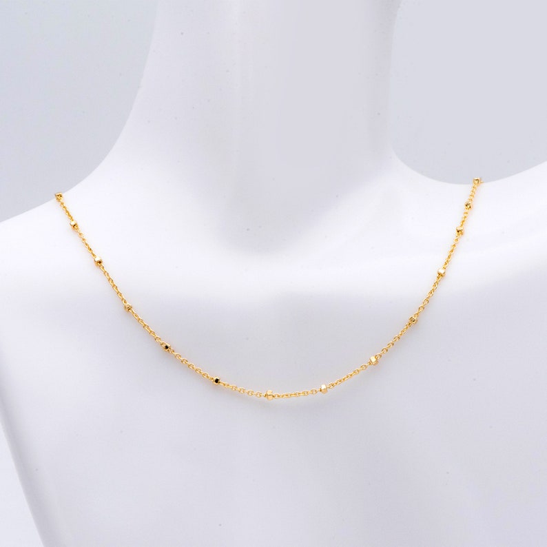 1 Meter=3.3 ft Gold plated Brass Beaded Chains Dainty Craft Jewelry Chain 1.1mm Cable Chain with 1.5mm Cube Beads #LK-439