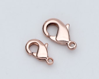20pcs Rose Gold Lobster Claw Clasps, 10/ 12mm Size, Real Gold plated Brass, Necklace Bracelet Charm Clasps (GB-714)