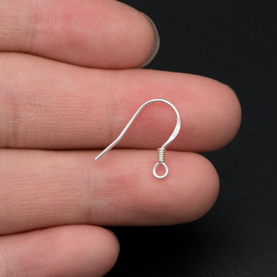 10pcs Sterling Silver Earring Hooks 15mm, .925 Silver Flat Earwires With  Coil CY-003-4 -  Sweden