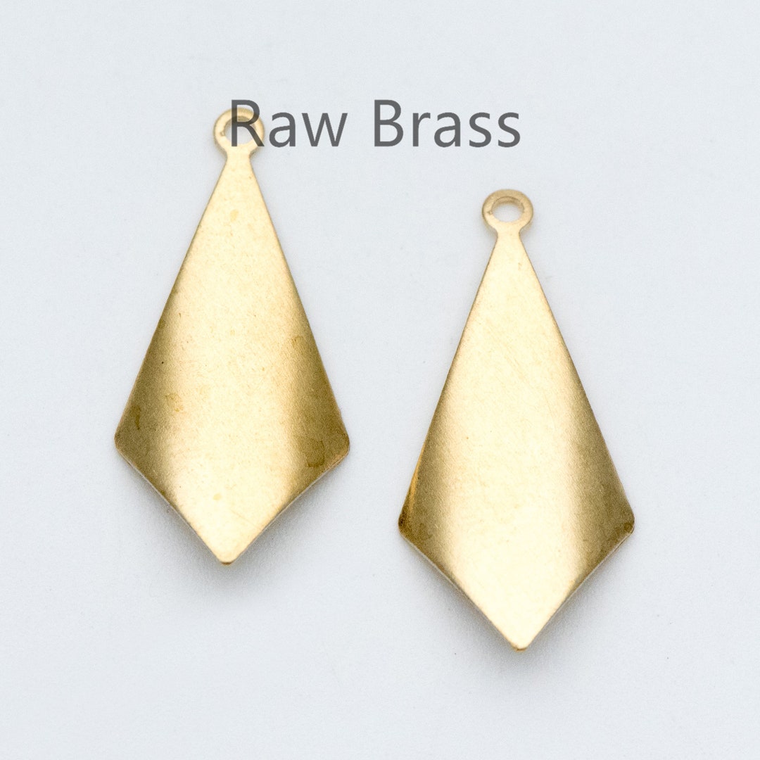 20pcs Raw Brass Rhombus Charms 25x12mm, Geometric Stamping Earring