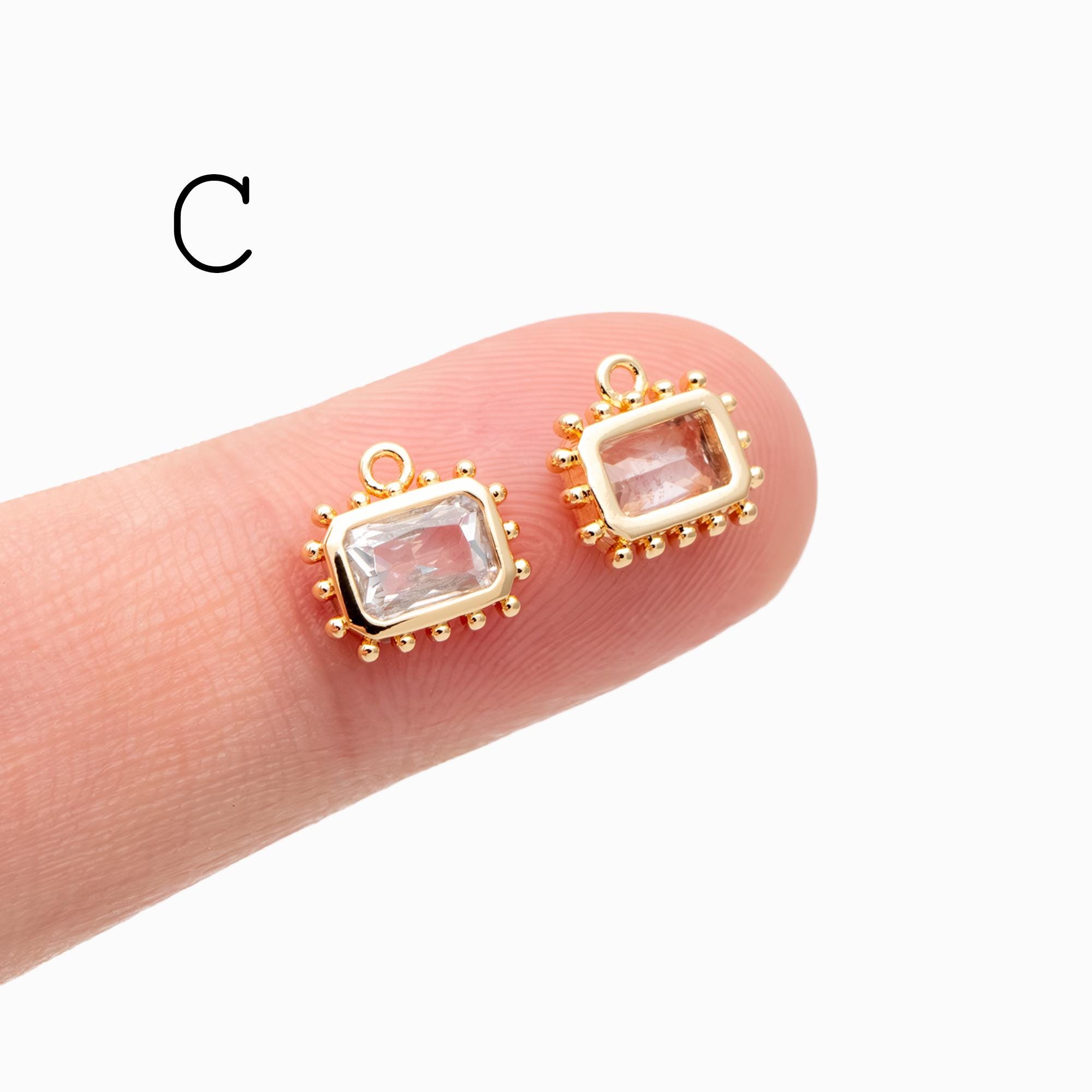 10pcs CZ Pave Teardrop/ Heart/ Rectangle/ 0val/ Marquise Charms, Gold ...