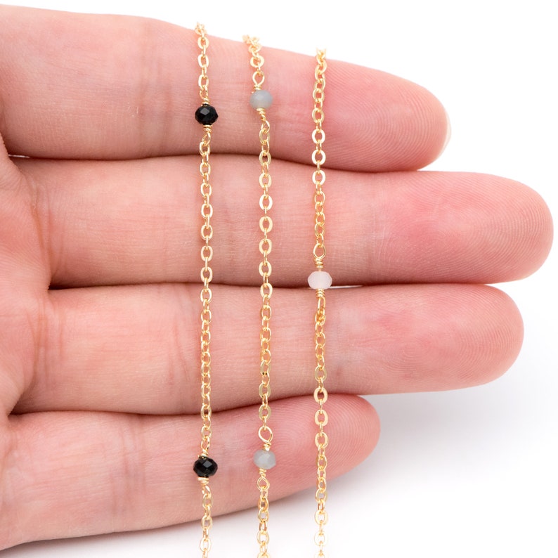 gold chain with crystal beads