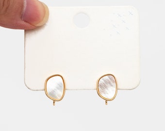 4pcs Shell Pave Gold Click-in Style Leverback Earring with Loop, Earring Finding Wholesale (GB-3904)
