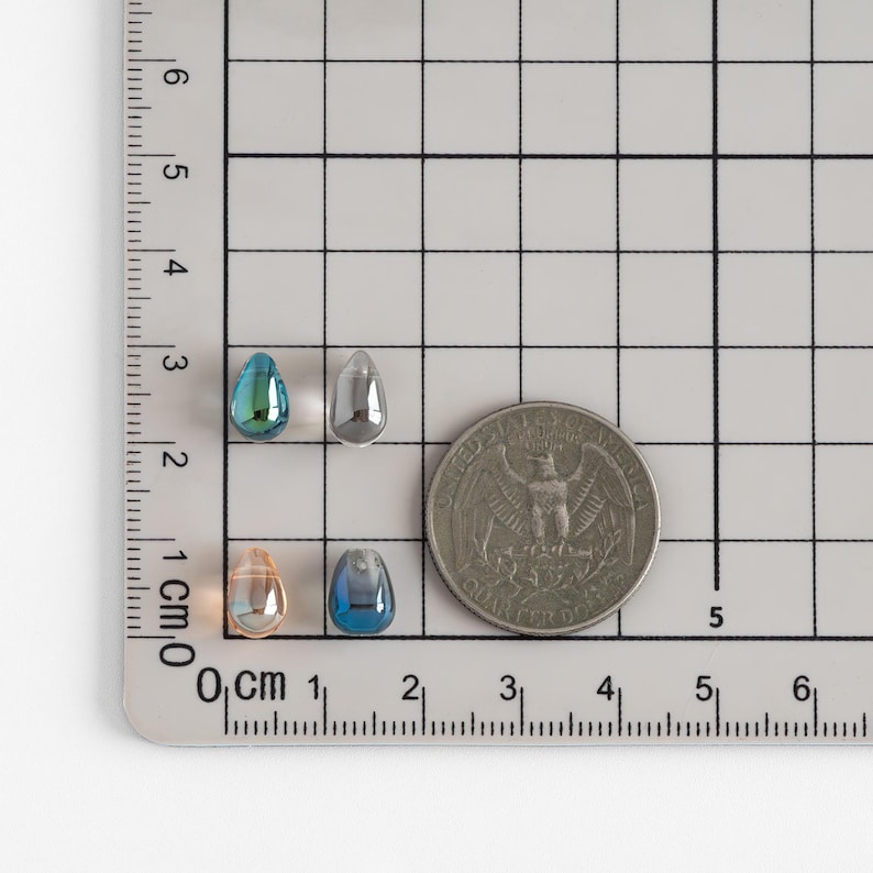 Glasdroppspärlor 9 x 6 mm, Droppformade kristallpärlor, (GM-032) / 50 pärlor bild 2