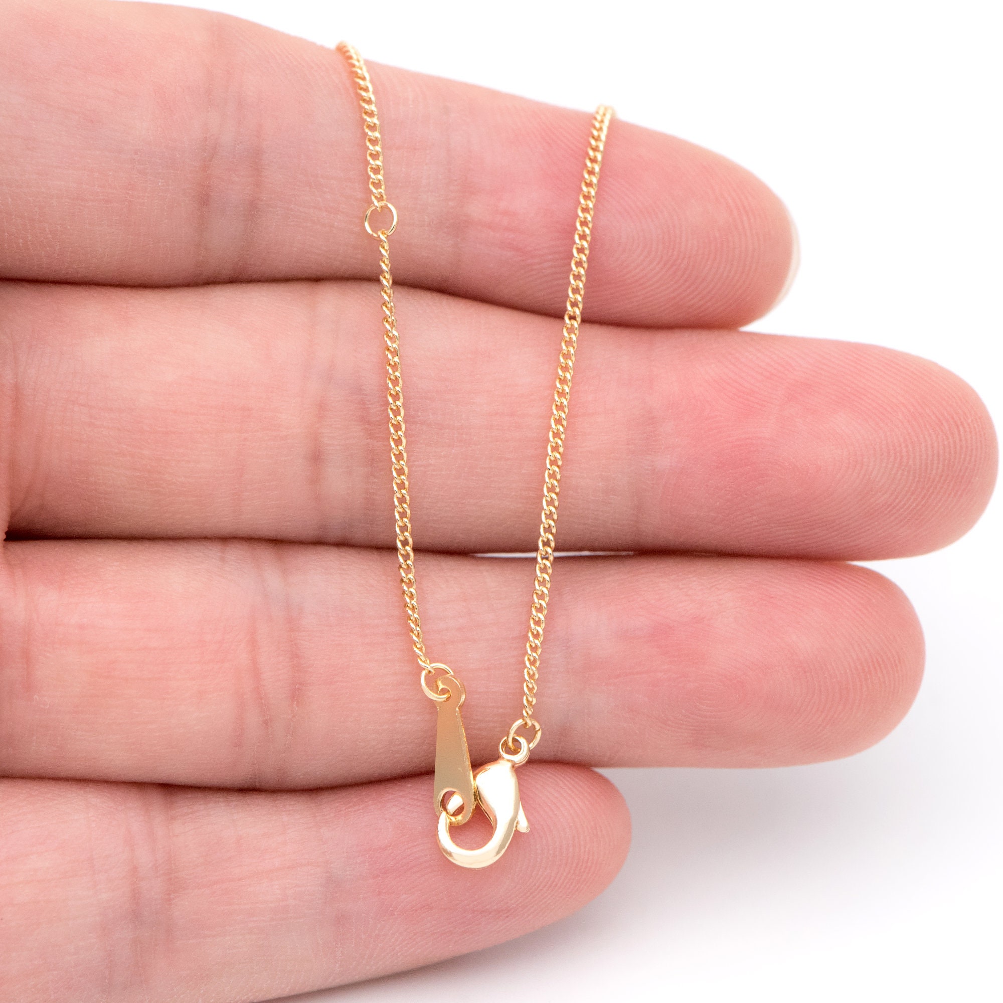 Gold plated Brass Curb Chains 1.3mm Finished Dainty Necklace Etsy