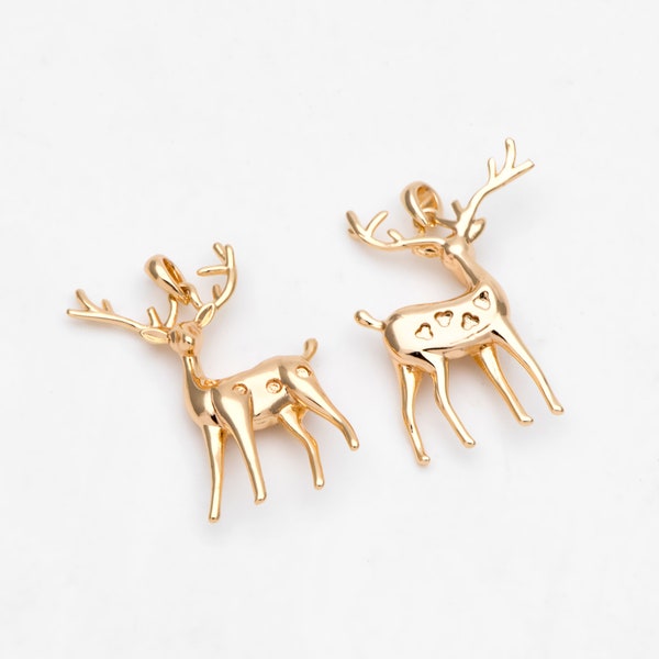 4pcs Gold Deer Charms with Bail, Jewelry Making, Diy Material, Jewelry Supplies (GB-3225)