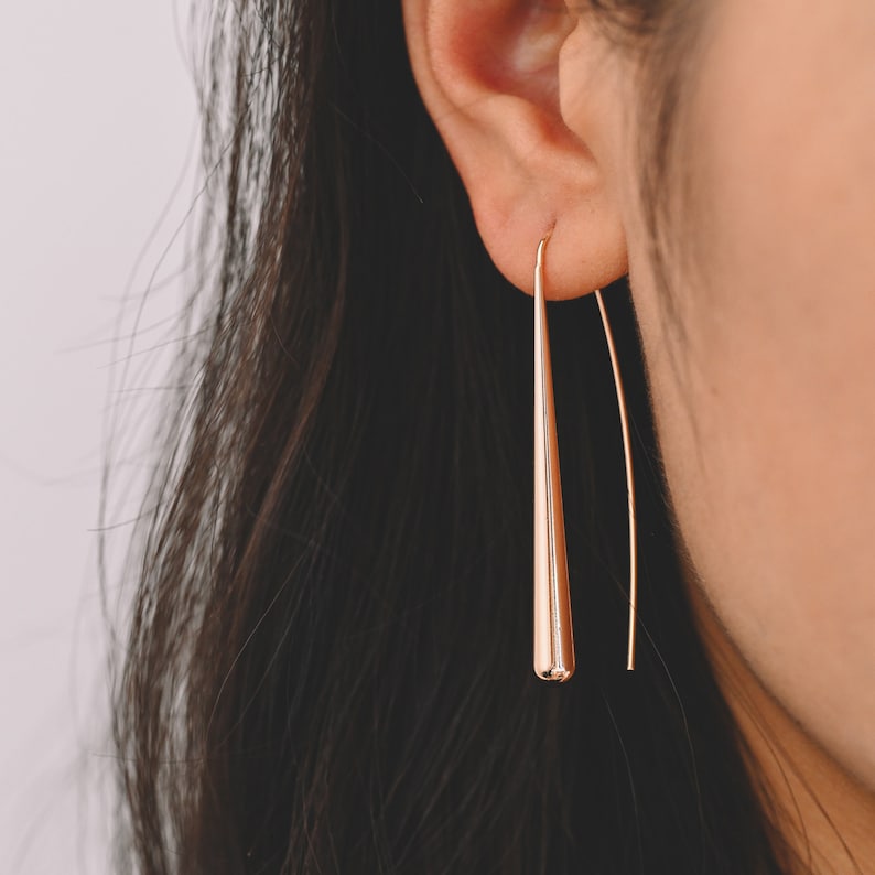 4pcs Gold/ Silver Long Teardrop Hook Earrings, Gold/ Rhodium plated Brass, Minimalist Water Drop Earrings GB-3576 image 4
