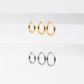 10pcs Gold/ Silver Tone Huggie Hoop Earrings, 2mm thick, 16/ 18/ 20mm, Stainless Steel Huggies, Minimalist Hoop Earrings (GB-2209)