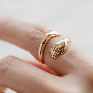4pcs Hugging Hands Ring, Embrace Wrap Ring,  Adjustable Ring, Gift for Her (#JZ-062)