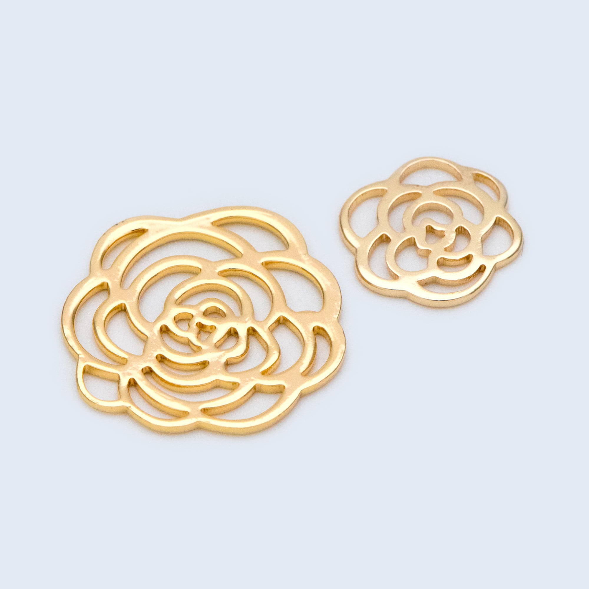 ブランド雑貨総合 10pcs Gold Gold Real 14/22mm, Pendants Charm Flower Hollow アクセサリー