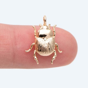 10 Stück Gold / Silber Textur Käfer Charms, Insekt Anhänger, Schmuck Zubehör, Ohrring Zubehör, SchmuckherstellungGB-2666 Bild 6