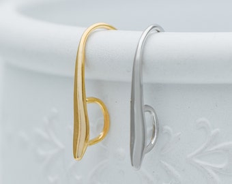 10pcs Gold/ Silver tone Ear Hooks 20x9mm, Gold/ Rhodium plated on Brass, Simple Large Earwires Earring Hooks (GB-318)