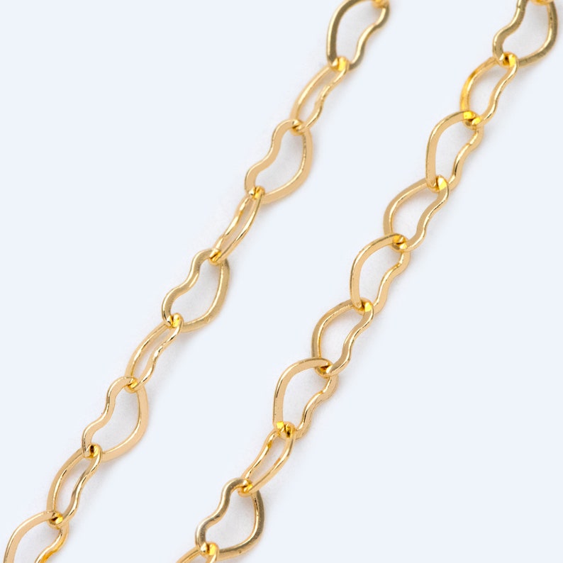 Gold/ Silver tone Heart Chains, Gold/ Rhodium/ Rose Gold plated Brass Designer Chain, 3.5mm Thin Decorative Chains LK-105/ 1 Meter3.3 ft Gold