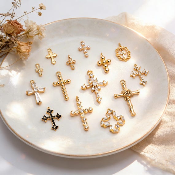 4pcs Cross Charm, Tiny Cross Charm, Cross Pendant, Cross Necklace Charm(GB-2731)