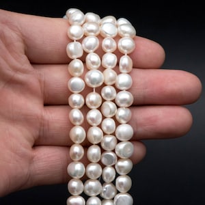 Freshwater Button Pearls 6-6.5mm, White Nugget Pearls, Natural Baroque Potato Pearls (PL17-7)/ 14.5" full strand