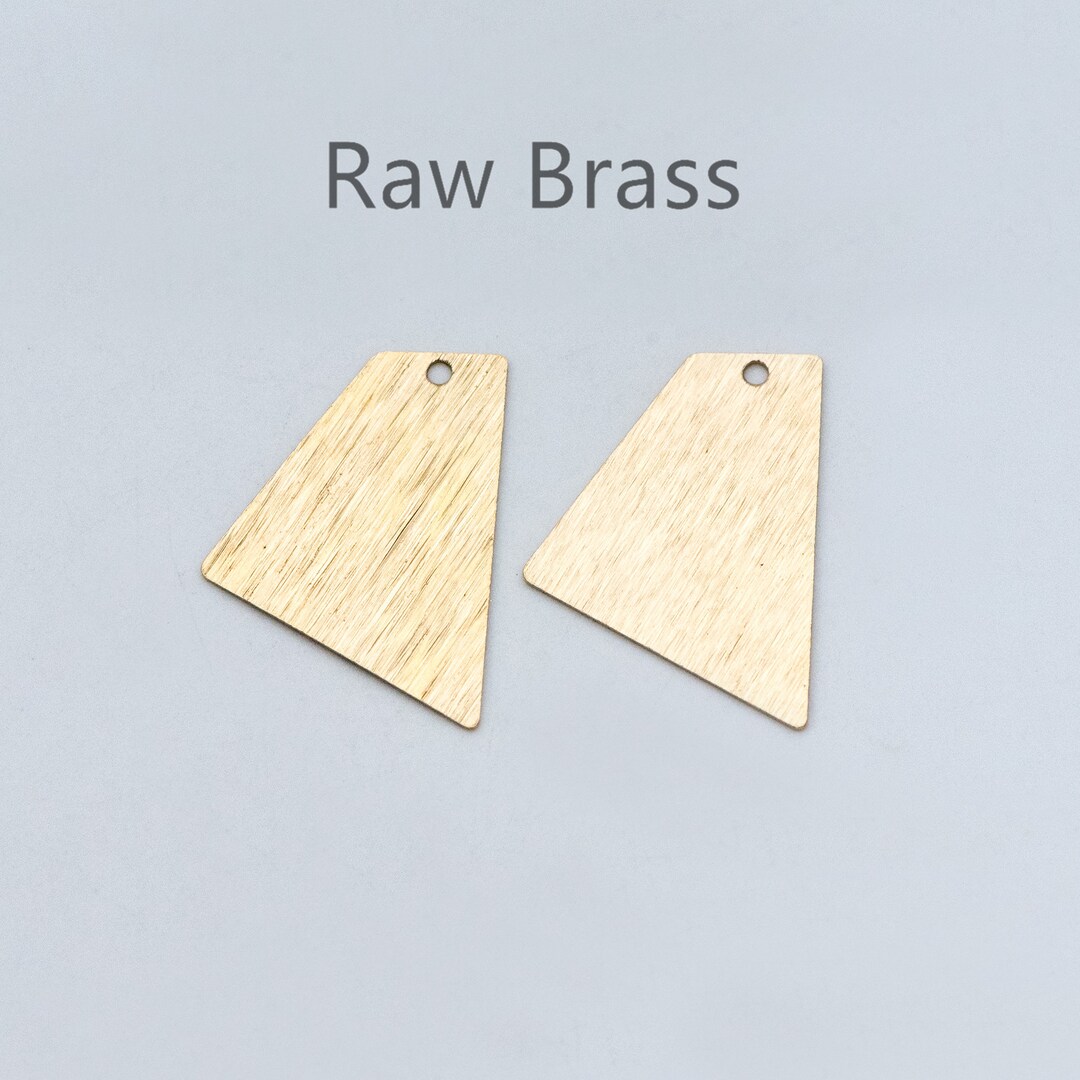 20pcs Raw Brass Geometric Charms, Brush Brass Pendants 24x20mm, Brass