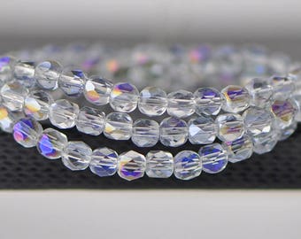 95 pcs perles rondes en verre cristal facettées 4 mm violet scintillant - (18QZ04-3)