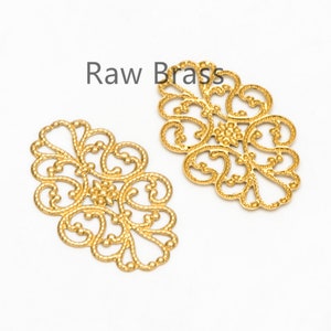 10pcs Raw Brass Filigree Charm Pendants 31.5x20mm, Brass Findings Wholesale  (RB-197)
