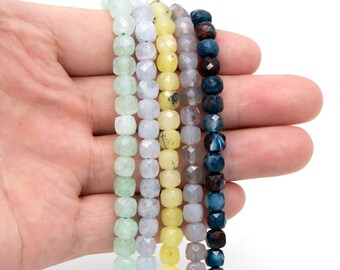 6mm Faceted Cube Quartz Beads, Gemstone Beads, Full 15 inch strands (TR-041)
