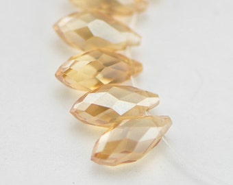 Crystal Faceted Teardrop, Glass Briolette beads 6x12mm , Sparkly Gold Champagne- (HS06-51)/ 95 beads