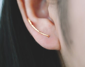 10st gouden minimalistische oorklimmer 25 mm, 18K vergulde messing oorkruiper (GB-4144)