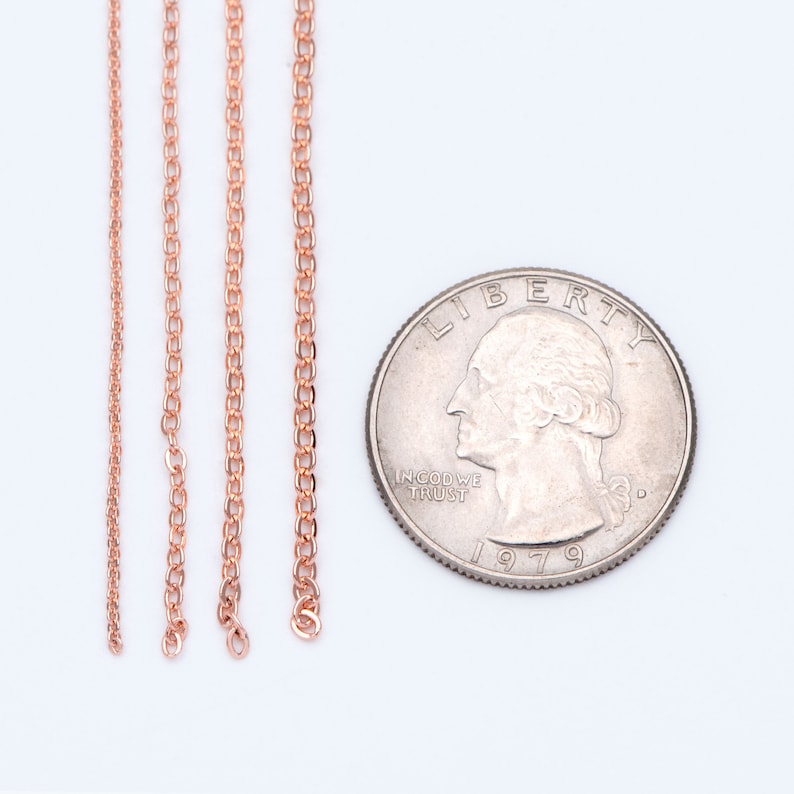 Dainty Rose Gold Flat Oval Cable Chains Real Gold Plated Etsy