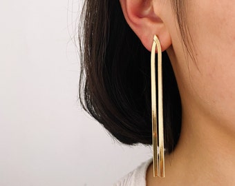 4pcs Gold/ Silver Snake Chain Earrings, Tassel Stud Earring, Dangling Earrings, Simple Long Earrings, Minimalist Earrings (GB-2809)