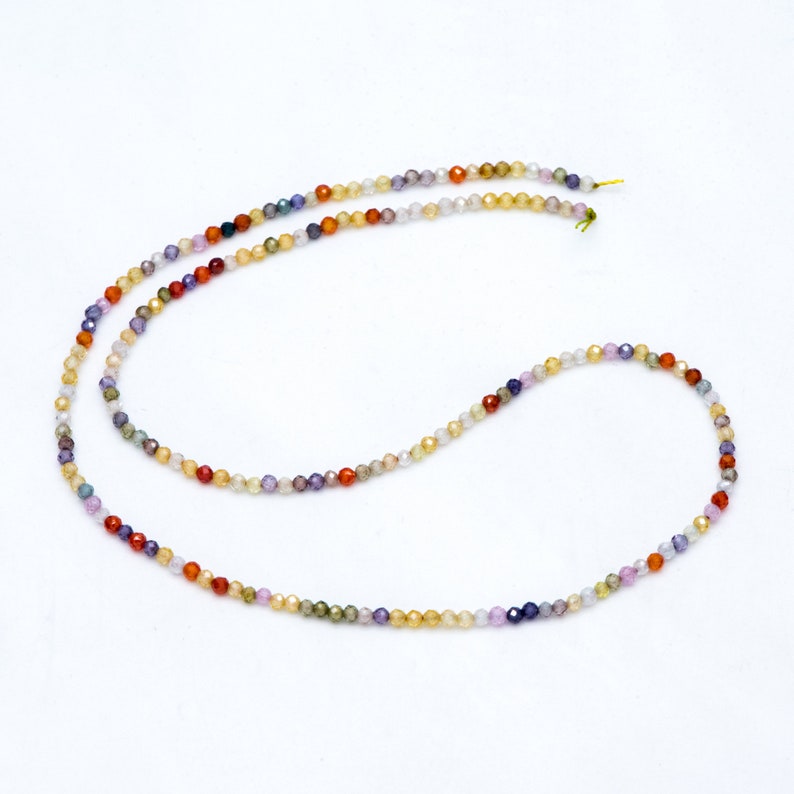 2mm Colorful Zircon Faceted Beads, Tiny Gemstone Beads, Natural Stone Beads for Jewelry Bracelet Making DIY, Full 14.5 Inch Strands TR-008 zdjęcie 5